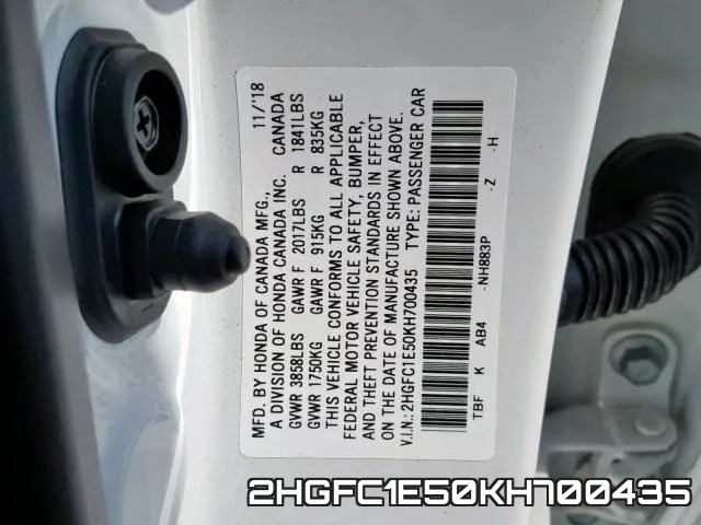 2HGFC1E50KH700435 фото 2