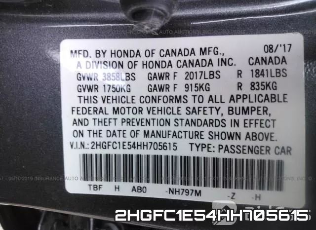 2HGFC1E54HH705615 фото 10
