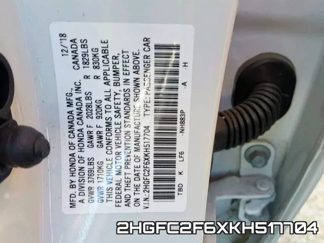 2HGFC2F6XKH517704 фото 2