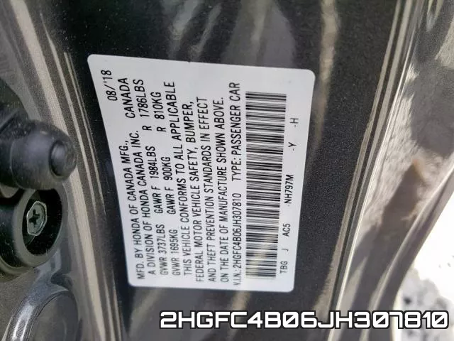 2HGFC4B06JH307810 фото 2