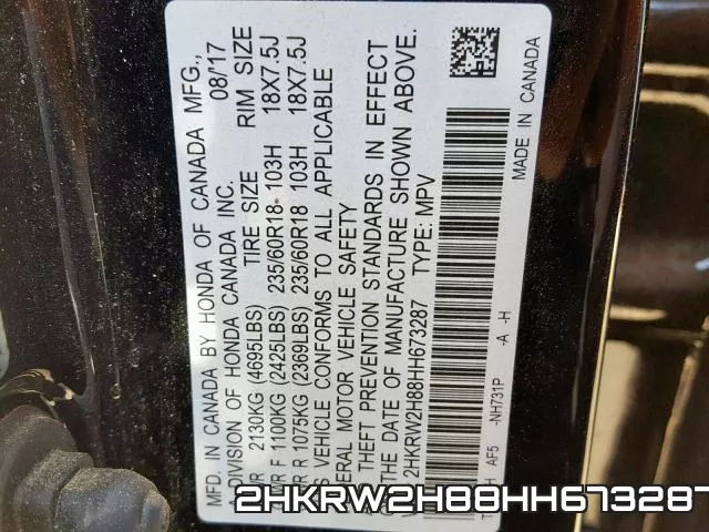 2HKRW2H88HH673287 фото 2