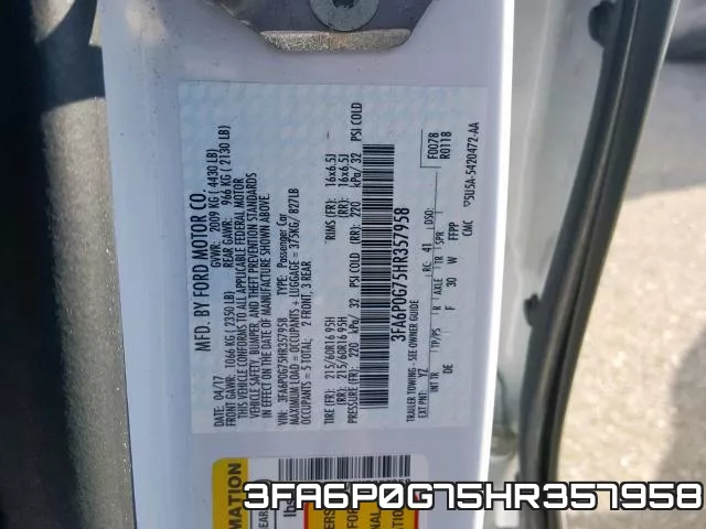 3FA6P0G75HR357958 фото 2