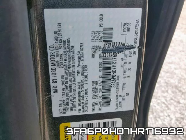 3FA6P0HD7HR176932 фото 2