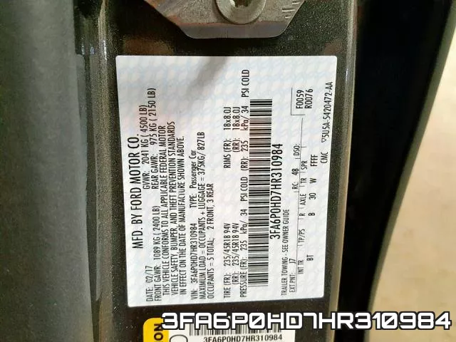 3FA6P0HD7HR310984 фото 2
