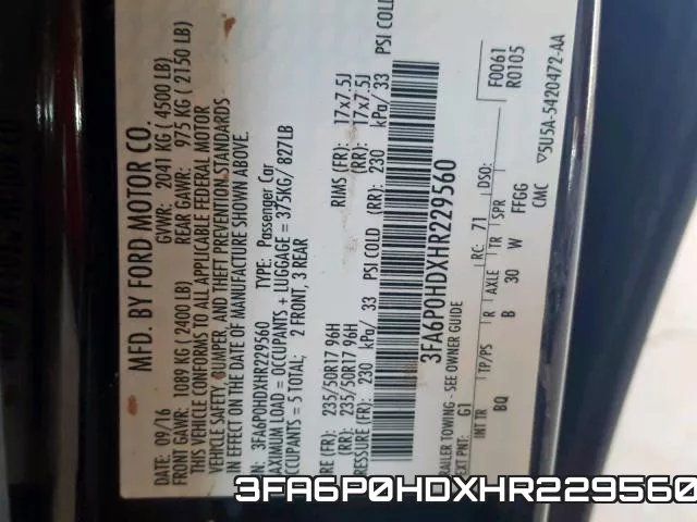 3FA6P0HDXHR229560 фото 2