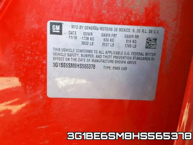 3G1BE6SM8HS565378 фото 2