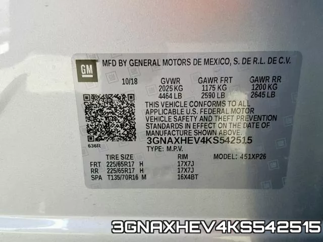 3GNAXHEV4KS542515 фото 2