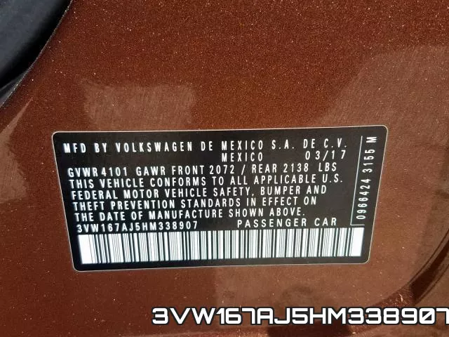 3VW167AJ5HM338907 фото 2