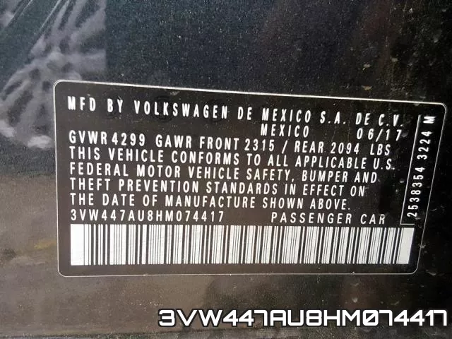 3VW447AU8HM074417 фото 2