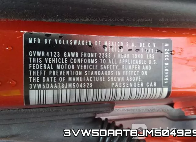 3VW5DAAT8JM504929 фото 10