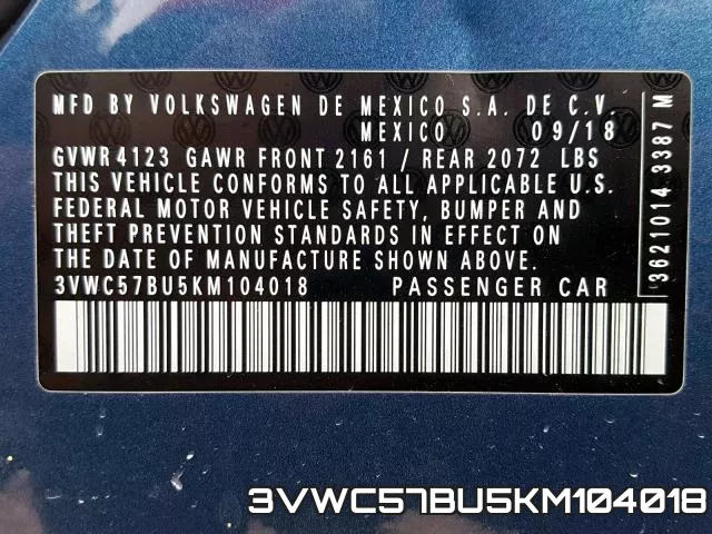 3VWC57BU5KM104018 фото 2