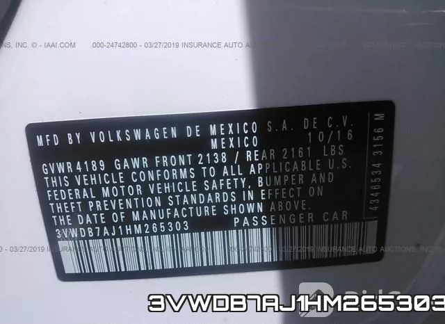 3VWDB7AJ1HM265303 фото 10