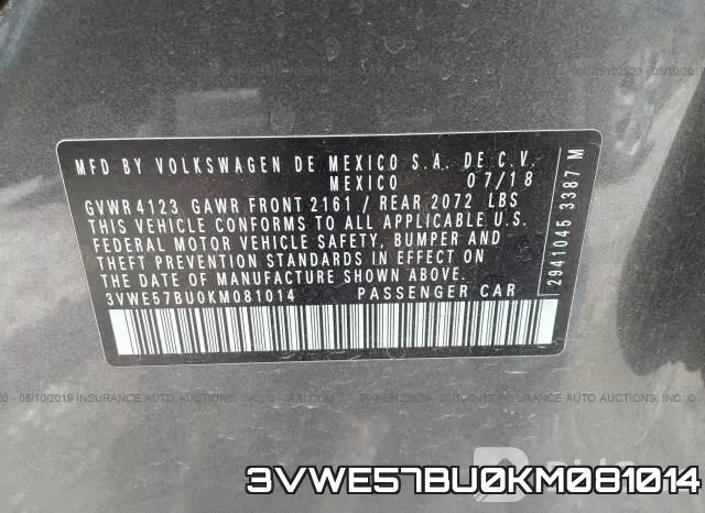 3VWE57BU0KM081014 фото 10