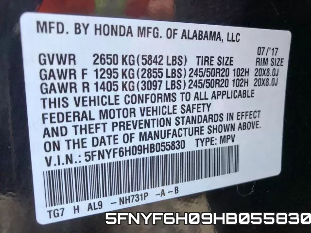 5FNYF6H09HB055830 фото 2