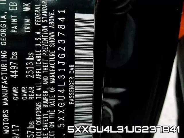 5XXGU4L31JG237841 фото 2