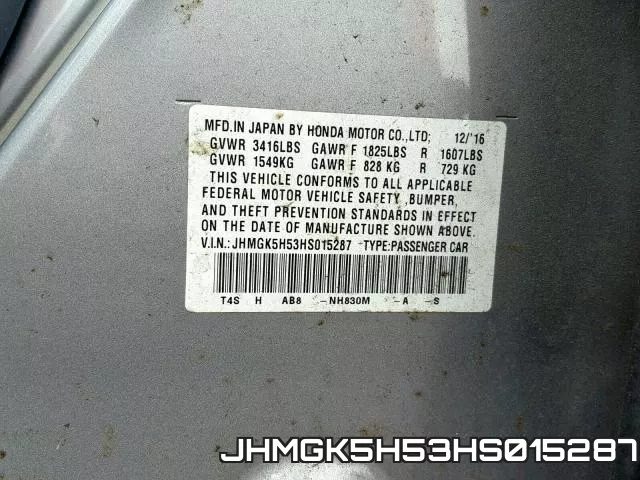 JHMGK5H53HS015287 фото 2
