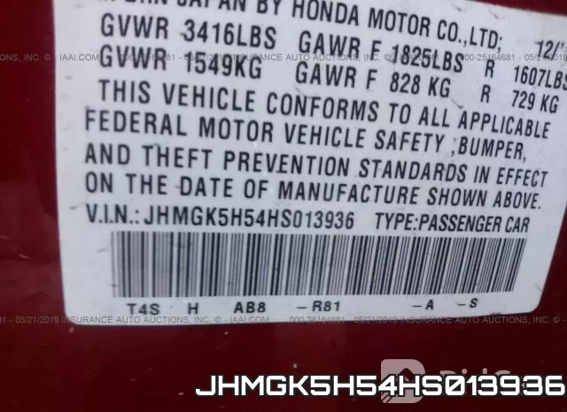 JHMGK5H54HS013936 фото 10