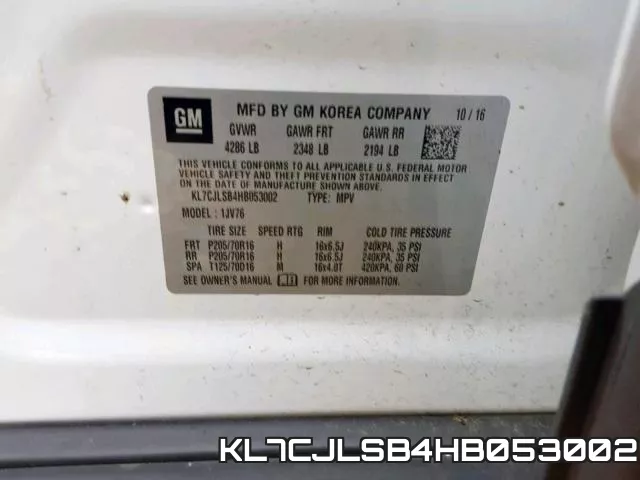 KL7CJLSB4HB053002 фото 2