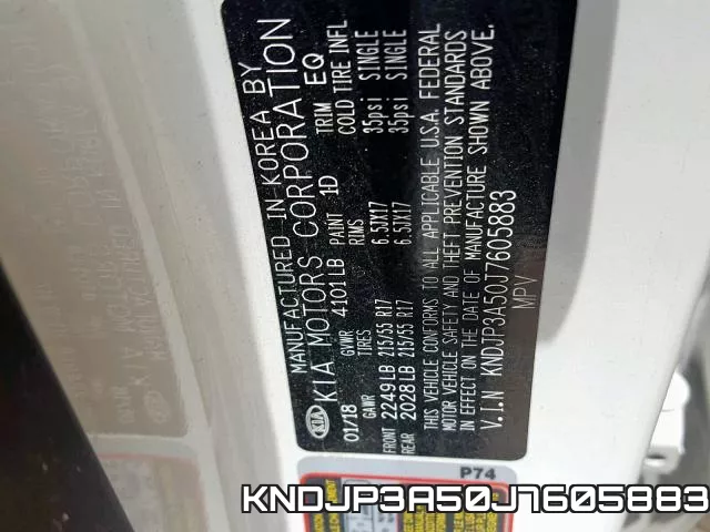 KNDJP3A50J7605883 фото 2