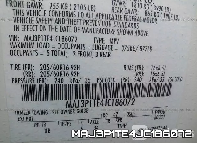 MAJ3P1TE4JC186072 фото 10