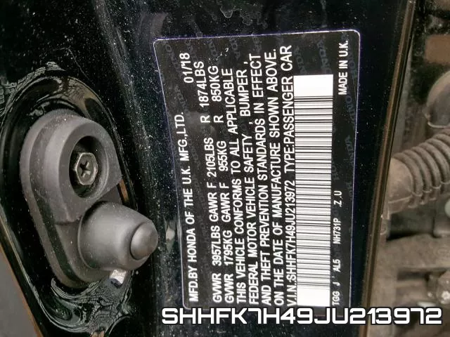SHHFK7H49JU213972 фото 2