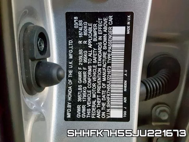 SHHFK7H55JU221673 фото 2