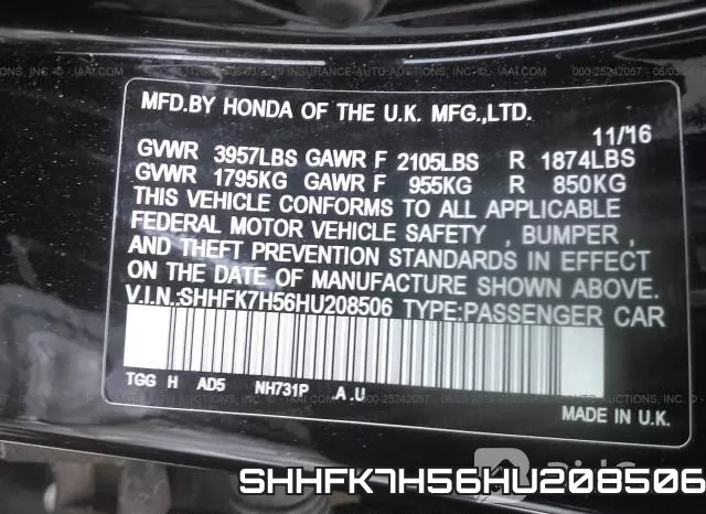 SHHFK7H56HU208506 фото 10