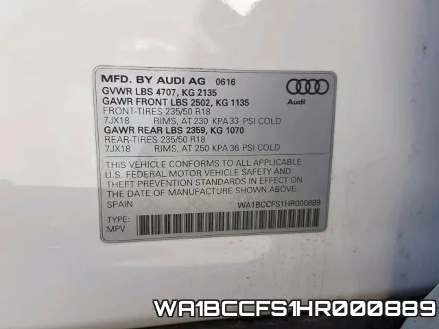 WA1BCCFS1HR000889 фото 2
