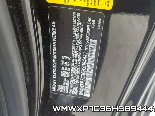WMWXP7C36H3B94441 фото 2