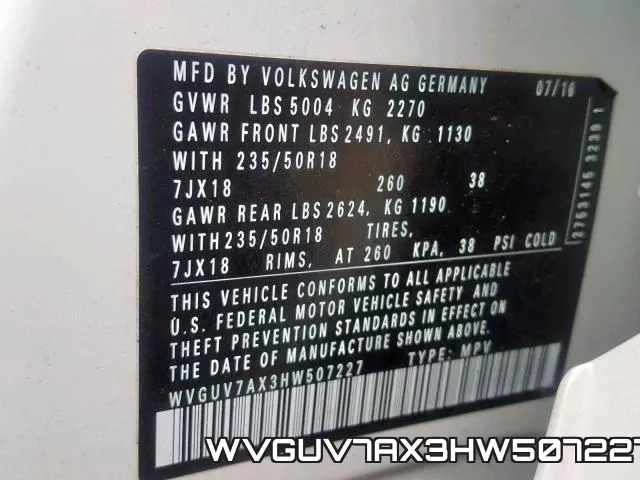 WVGUV7AX3HW507227 фото 2
