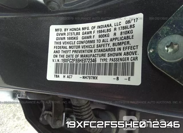 19XFC2F55HE072346 фото 9
