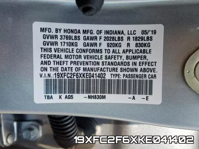 19XFC2F6XKE041402 фото 2