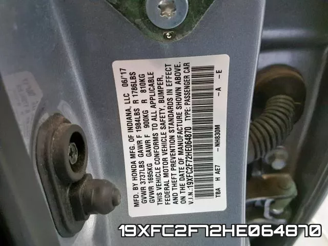 19XFC2F72HE064870 фото 2