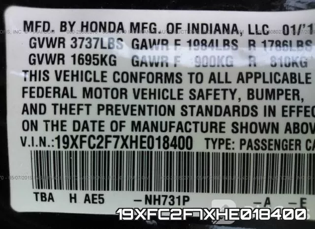 19XFC2F7XHE018400 фото 10