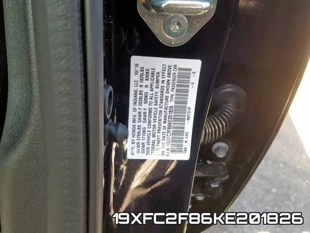 19XFC2F86KE201826 фото 2