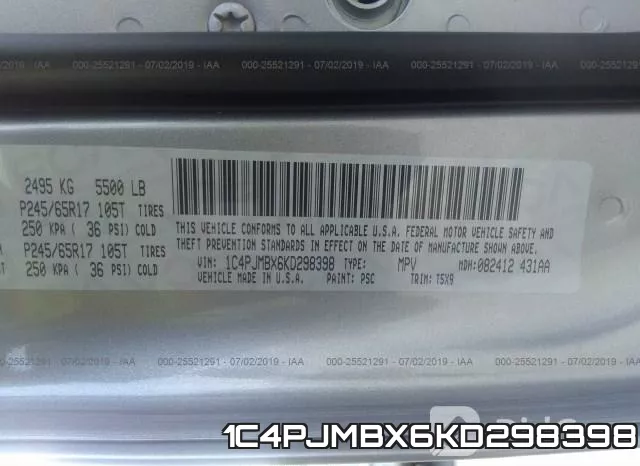 1C4PJMBX6KD298398 фото 10