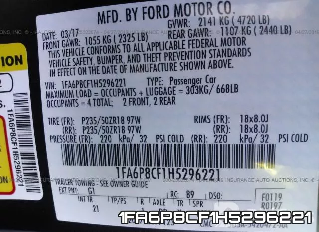 1FA6P8CF1H5296221 фото 10