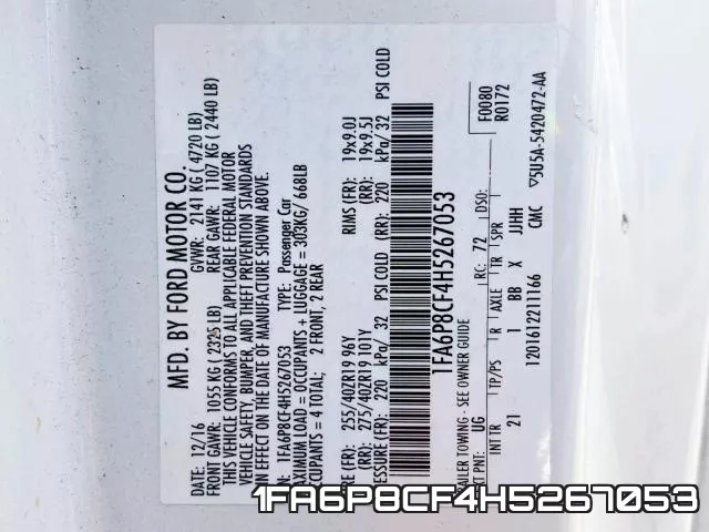 1FA6P8CF4H5267053 фото 2