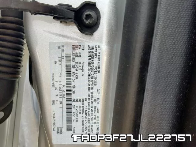 1FADP3F27JL222757 фото 2