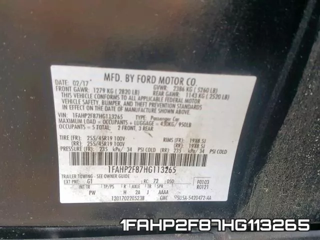 1FAHP2F87HG113265 фото 2