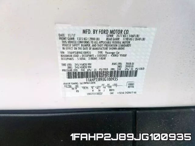 1FAHP2J89JG100935 фото 2