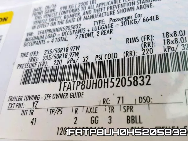 1FATP8UH0H5205832 фото 2