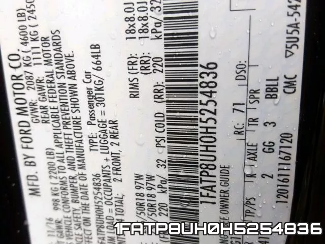1FATP8UH0H5254836 фото 2