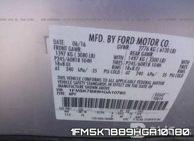 1FM5K7B89HGA10780 фото 10