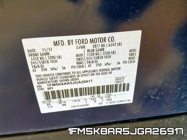 1FM5K8AR5JGA26917 фото 2