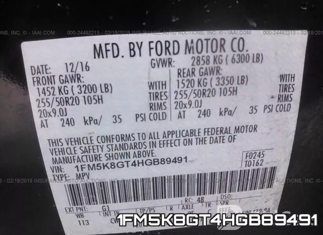 1FM5K8GT4HGB89491 фото 10