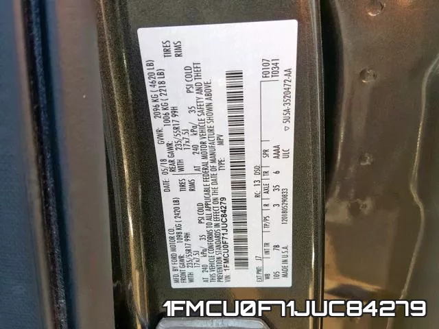 1FMCU0F71JUC84279 фото 2