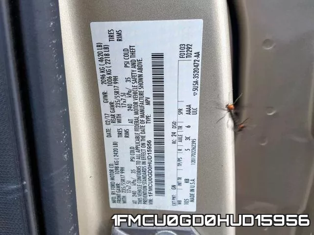 1FMCU0GD0HUD15956 фото 2
