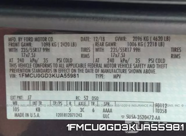 1FMCU0GD3KUA55981 фото 10