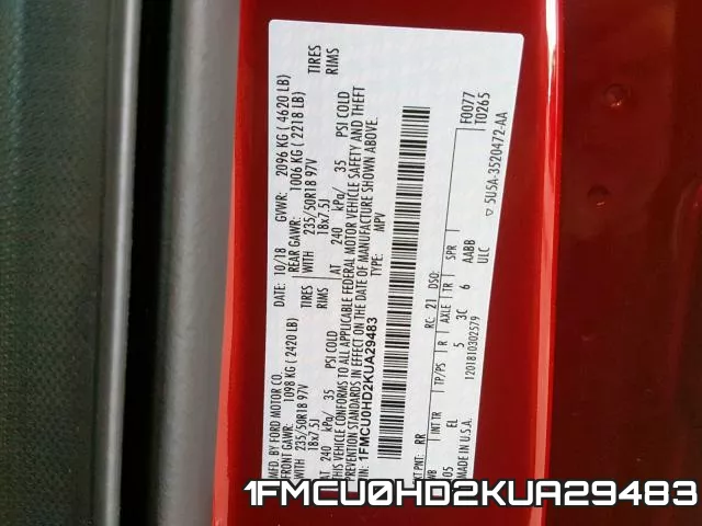 1FMCU0HD2KUA29483 фото 2
